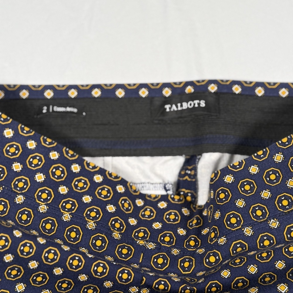 Talbots Essex Pants 2 Geometric Print Stretch Ankle Slim Career Workwear Office - Picture 3 of 12
